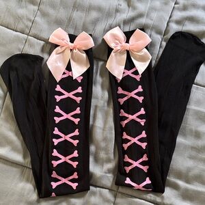 Pink and Black Bow Tights